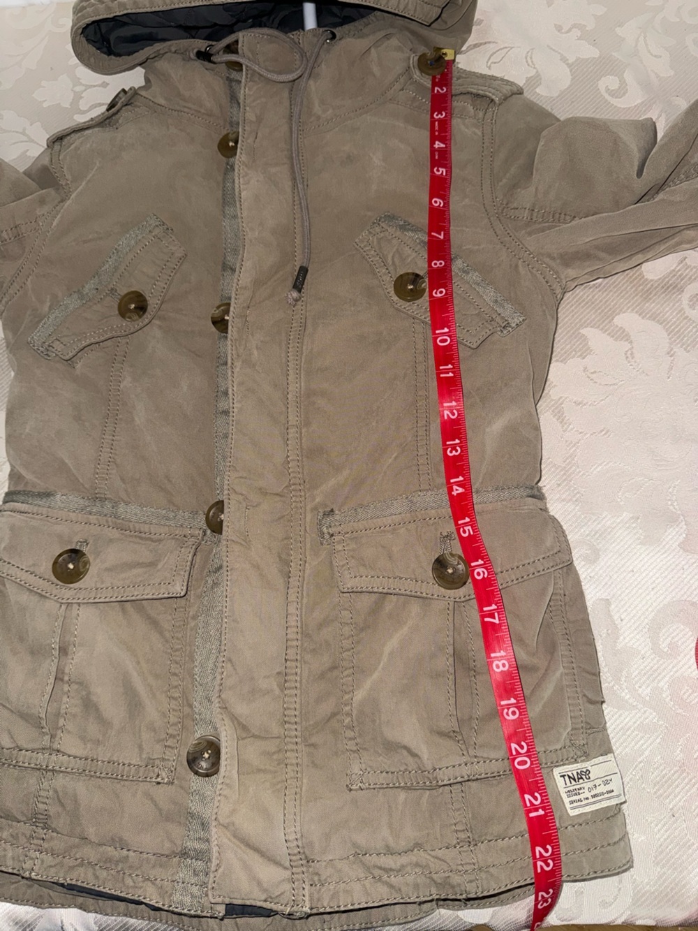 Aritzia TNA Military Jacket 017-024 Khaki Hooded Utility Coat XXS - Picture 7 of 12